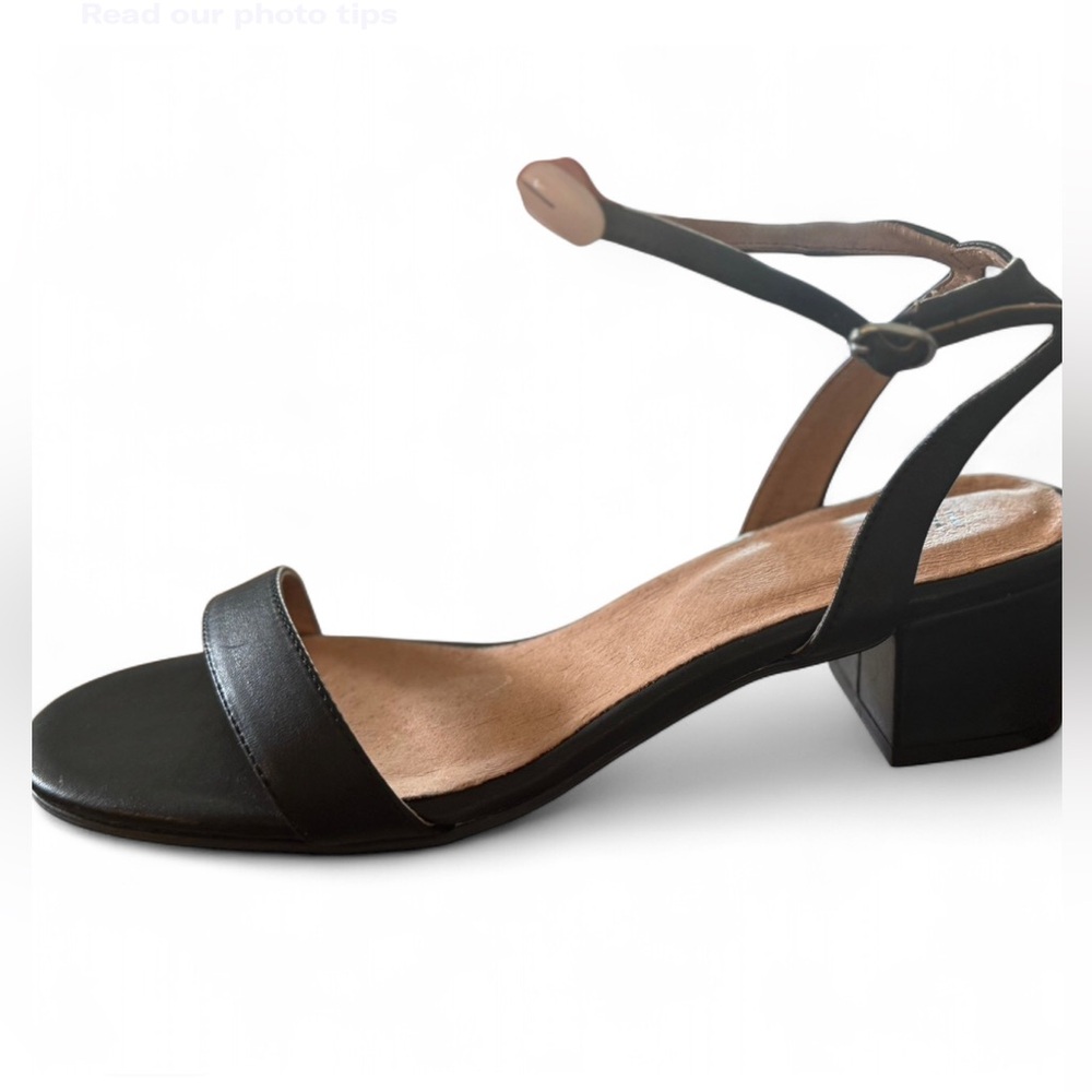 J. Jill Black Leather Ariane Block Heel Sandals Size 11